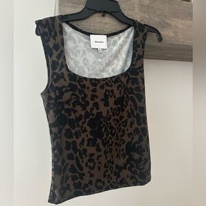 Reformation Leopard Print Fitted Sleeveless Tank